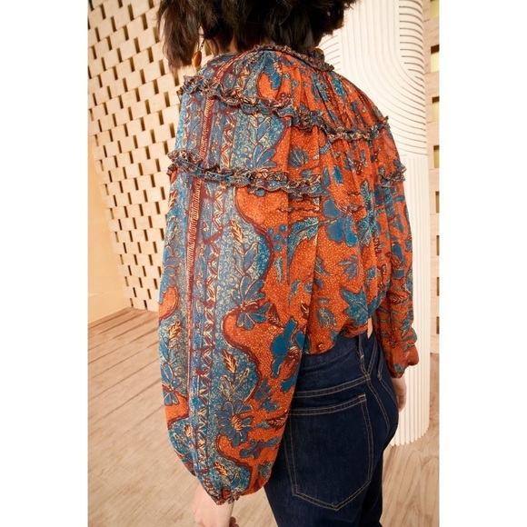 NWOT Ulla Johnson Silk Long-Sleeve Adela Floral Blouse - Picture 5 of 6